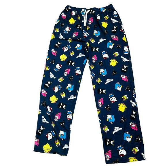 HELLO KITTY AND FRIENDS Mens XL Navy Pajama Lounge Sleep Pants Button Fly Sanrio - Picture 2 of 8